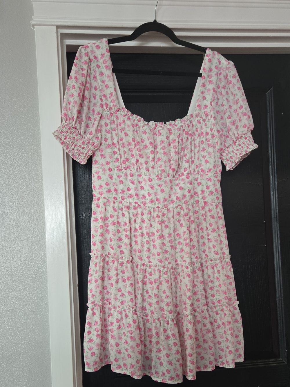Altar'd State Pink and Green Floral Rose Print Smocked Sundress Size XL